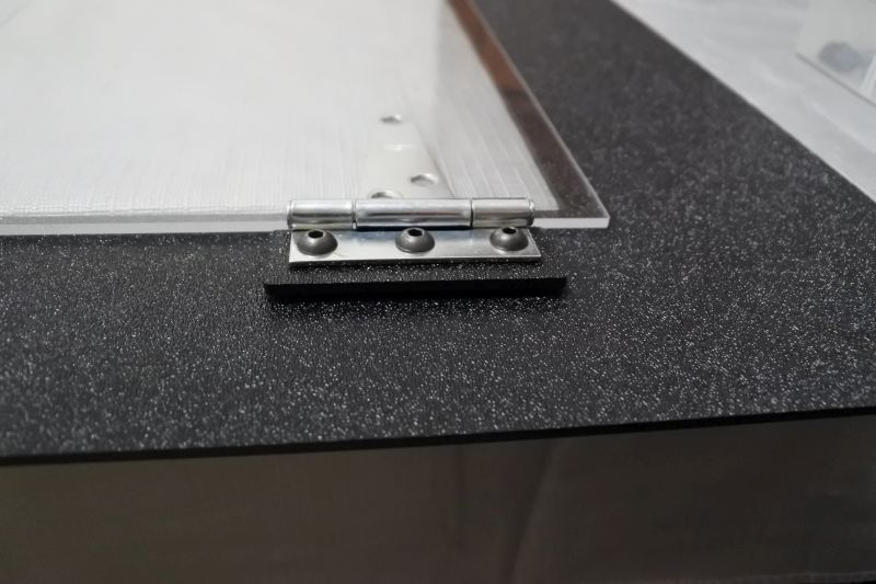 Hinge and M5 x 16mm Screws on Front Plate